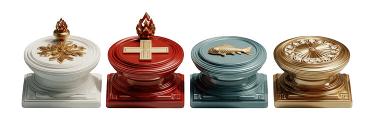 Decorative Stamps Set Isolated on Transparent Background for Design