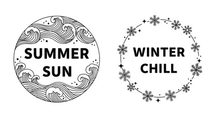 Fototapeta premium Summer Sun and Winter Chill Graphic Vector Design Elements
