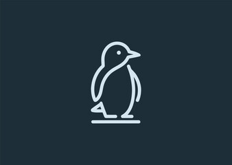 A minimalist penguin logo in clean line art, representing adaptability, loyalty, and elegance.