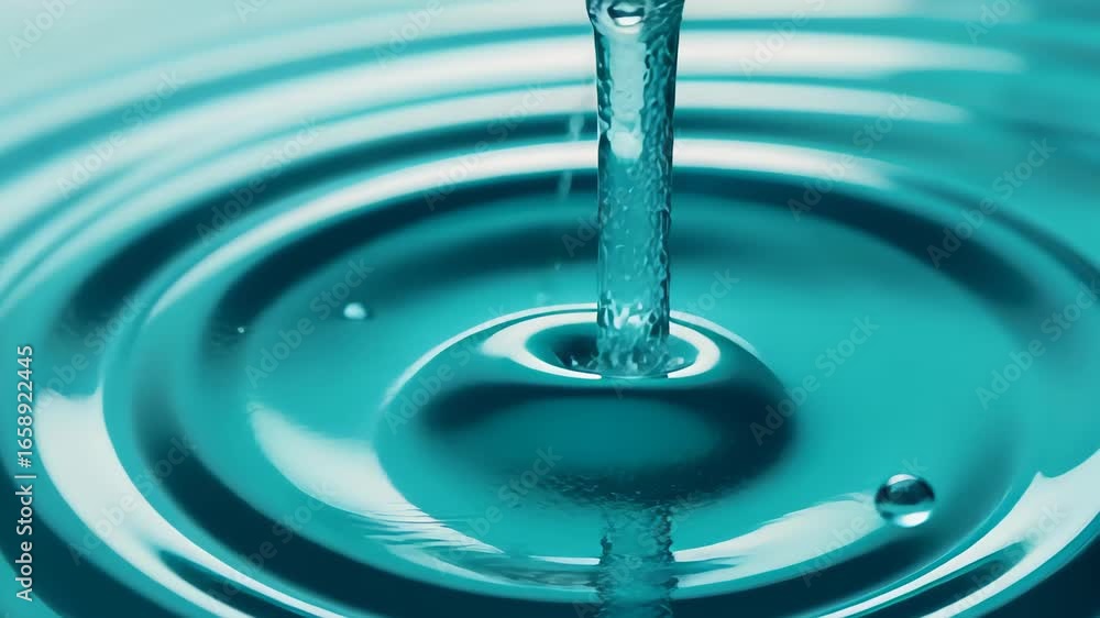Poster pure water dynamics: a close-up captures the mesmerizing elegance of water in motion, as a stream of