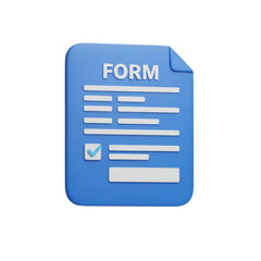 3d digital form submission icon with clean interface for online applications transparent background