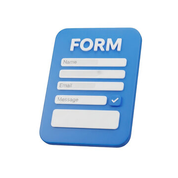 3d blue digital form interface with input fields and checkbox ready for data entry and user interaction transparent background