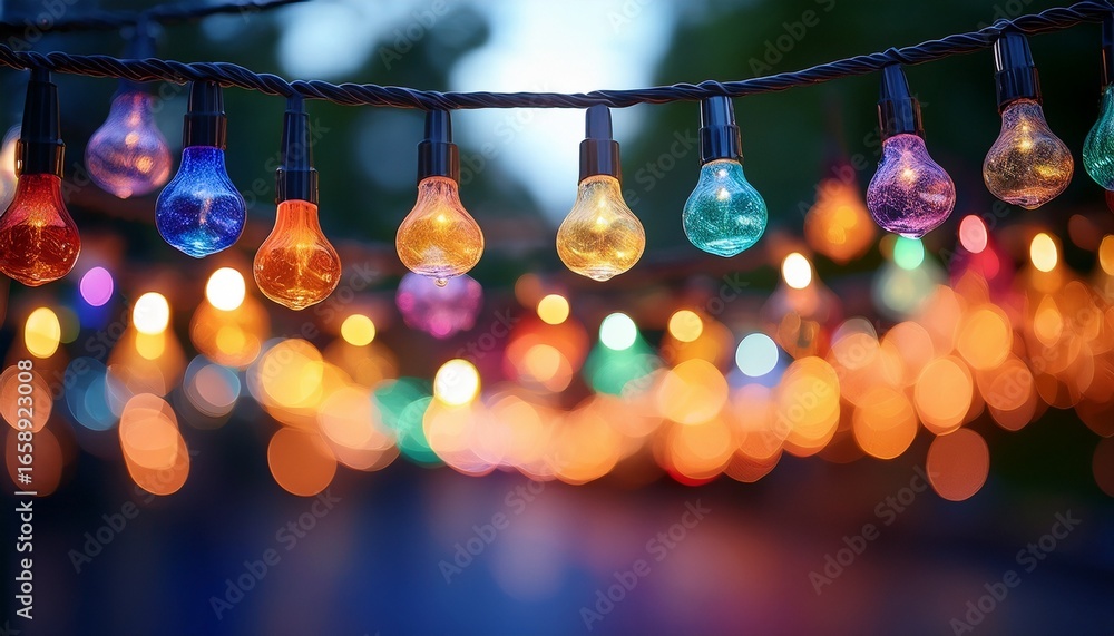 Poster vibrant string lights creating a dreamy bokeh effect