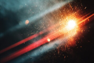 Abstract vibrant light streaks on dark backdrop