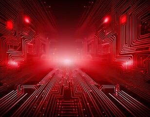 abstract digital background with red circuit board design representing technology innovation for futuristic data network system and electronic communication concept