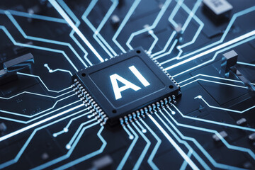 Ai artificial intelligence chip processor circuit board technology future concept design graphic image