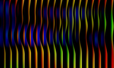 Abstract Colorful Vertical Lines Creating a Wavy Pattern on a Dark Background