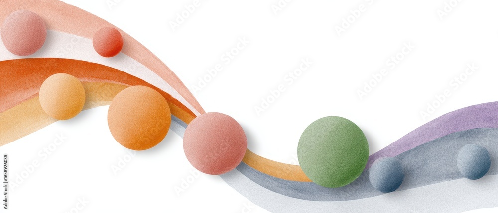 Poster animated milestone icons connected by curved waves in soft colors for management and planning themes