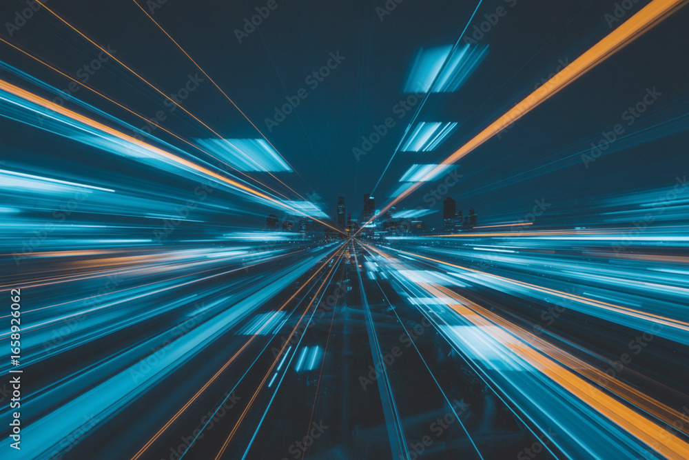 Poster abstract light trails background high speed data transfer network technology connection concept desi