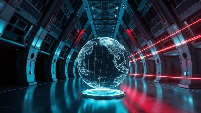 Cyber warfare attacks on the internet, global computing security, and protection from hacking. 4k video