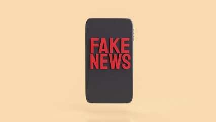 The Red Fake News on Mobile  image 3d Rendering.