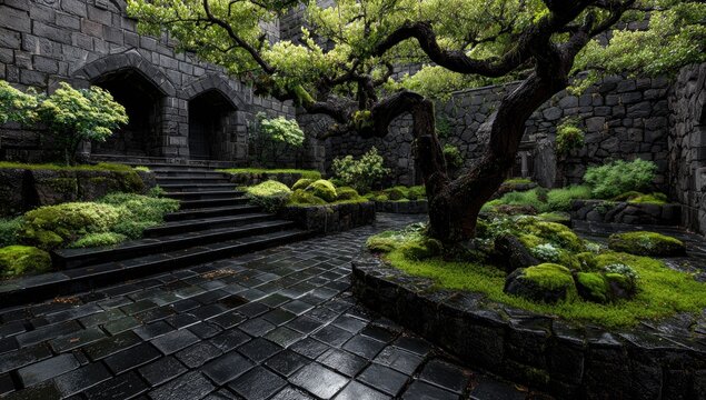 A damp, walled garden