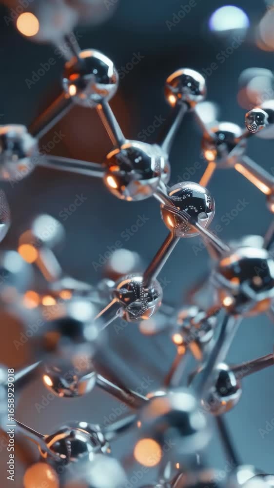Poster microscopic view of nanobots under electron microscope. showing molecular structure and electrical i