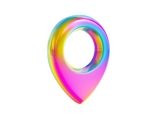 Vibrant Rainbow Location Pin 3D Glossy Map Marker Icon,sign,3d
