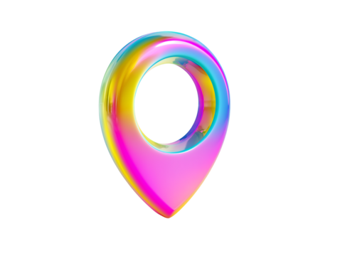 Vibrant Rainbow Location Pin 3D Glossy Map Marker Icon,sign,3d