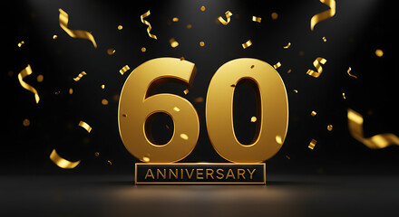 Luxurious Golden 60th Anniversary Celebration with Shimmering Confetti and Luminous Lights