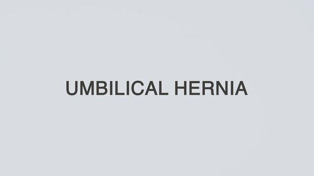 Umbilical hernia concept word hand holding stethoscope on white background for abdominal monitoring, diagnosis, treatment, prevention, wellness, and hernia health awareness