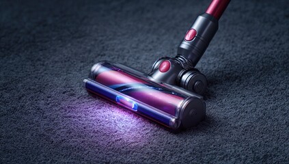 Modern cordless vacuum on carpet