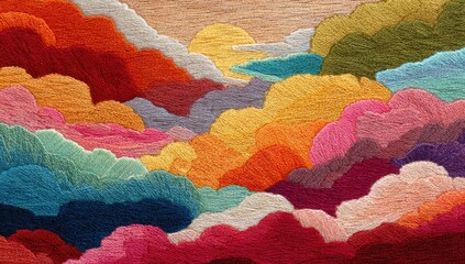 Colorful embroidered landscape