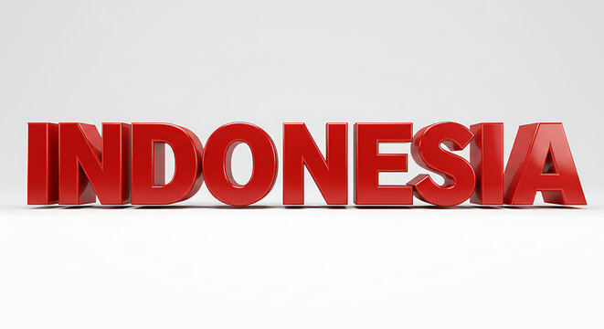 Indonesia Bold Red Letters Isolated on White Background