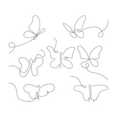 Hand Drawn Butterfly Icon Set Vector Design.