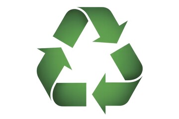 Obraz premium A green recycling symbol with arrows in a triangular shape on a white background isolated image