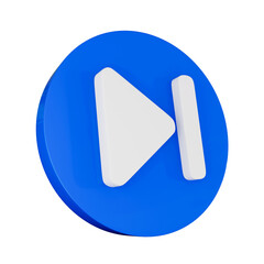 3D Rendered Blue and White Skip Forward Button