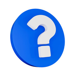 3D Rendered Question Mark Icon on a Blue Circle