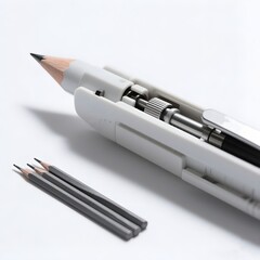 Modern Retractable Pencil with Multiple Leads on White
