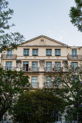 View of historical building with traditional Lisbon architecture in Lisbon, Portugal