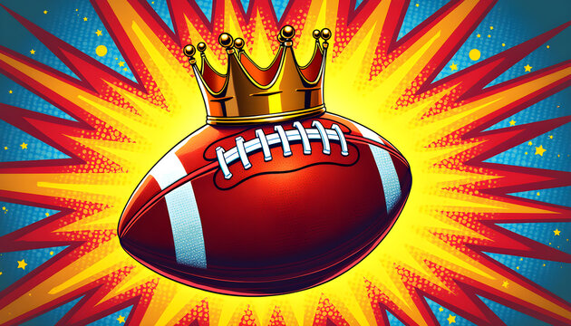 Comic-Style Football mit Krone und Explosionseffekt - Hobby Wallpaper - Sport Hintergrundbild