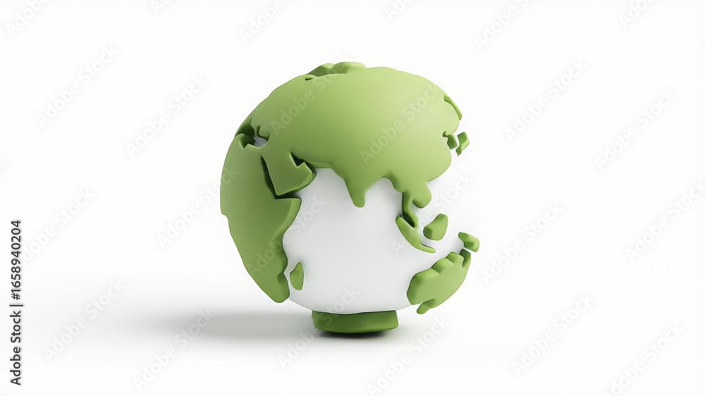 Poster Abstract Green Vines Enveloping White Sphere: 3D Animation Loop