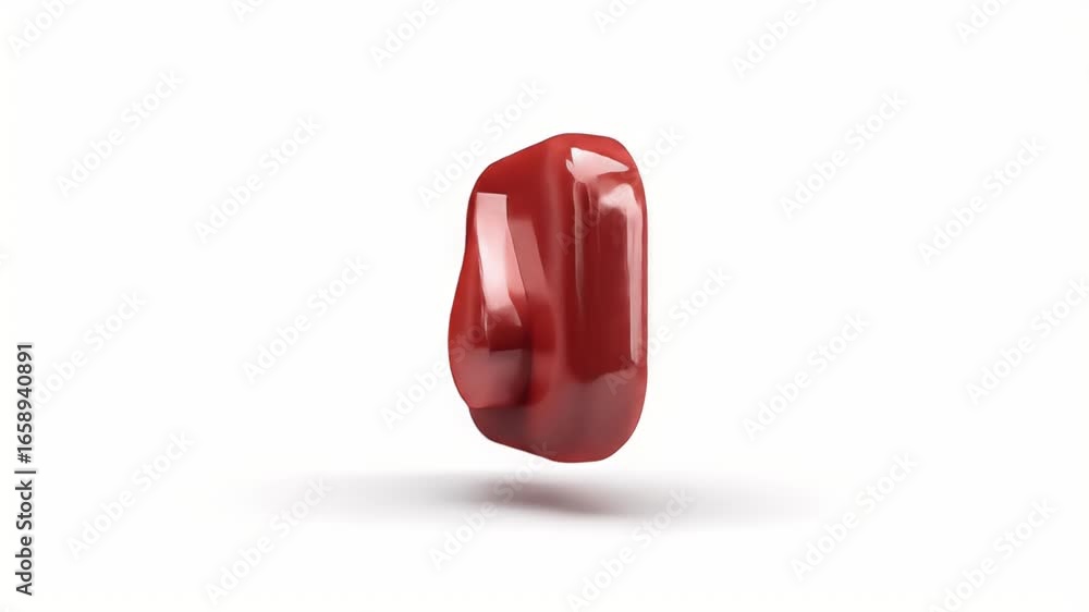 Poster abstract red 3d form: rotating glossy shape animation