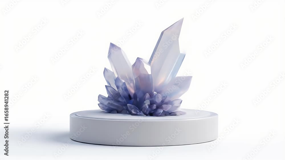 Poster amethyst crystal cluster: 3d render of sparkling gemstone on display
