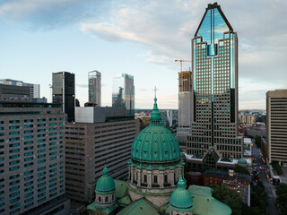 Drone view of the Mary, Queen of the World Cathedral minor basilica in Montreal.(Cathedrale...