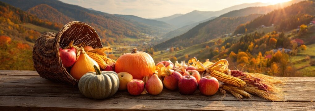 Autumn bounty on a rustic wooden table (1) - Powered by Adobe