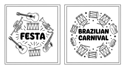 Fototapeta premium Festive Brazilian Carnival Celebration with Musical Instruments and Rhythmic Flair