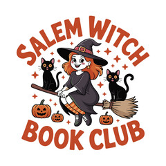 salem witch book club helloween t shirt design