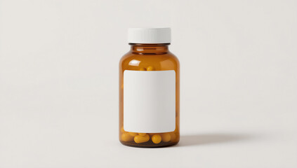 Amber Bottle of Pills with Blank Label for Custom Branding and Information