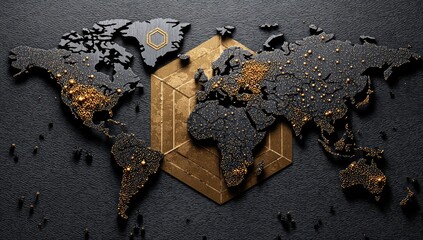 Global network map, dark theme