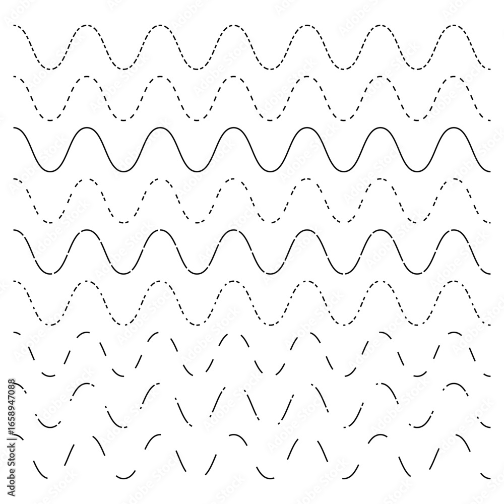 Aufkleber wavy dotted line pattern. seamless ripple texture. abstract dashed wave. vector motion illustration.