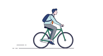 Naklejka premium Vector illustration depicting a professional commuter on a bicycle, promoting sustainable and eco-friendly transportation to work, emphasizing a