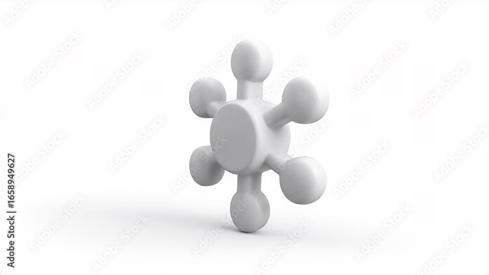 Poster abstract 3d white rotating gear: dynamic minimalist motion graphics