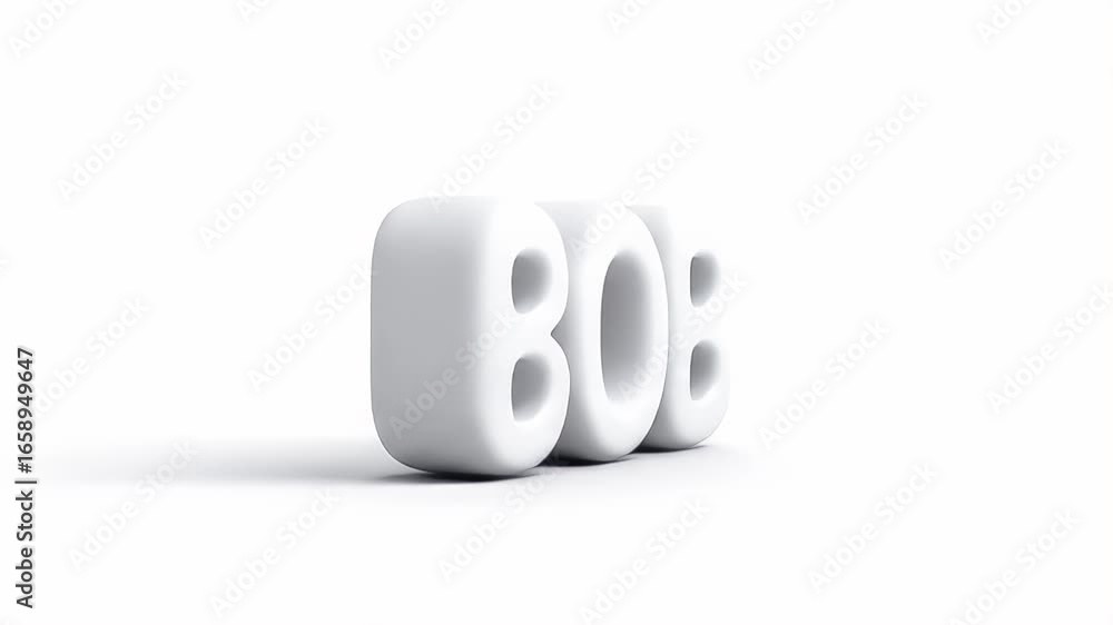 Poster 3d render: smooth white 808 numbers rotating slowly on white background