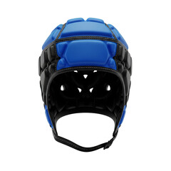 Close-up studio shot of a blue and black rugby headguard providing essential protection during intense gameplay enhancing player safety