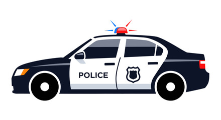Fototapeta premium Vector illustration of a police car, isolated on a white background, in a simple and clean style, perfect for various design projects and applications