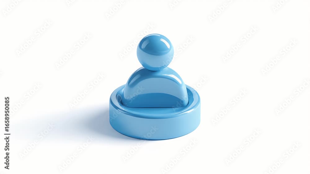 Poster abstract blue 3d user icon: smooth rotation on white background