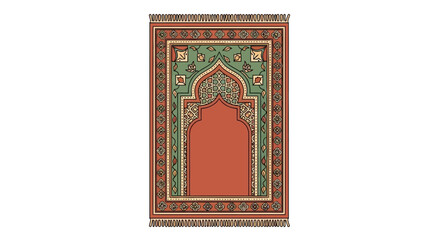 Obraz premium Ornate Prayer Rug Illustration with Geometric and Floral Pattern Detailing a Rich Cultural Design Ethos