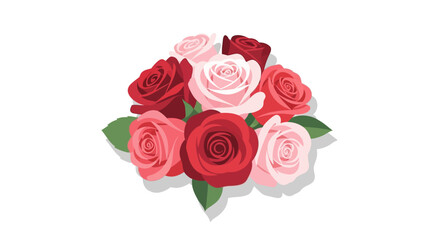 Fototapeta premium Delicate rose arrangement with subtle shading and varying hues of reds and pinks, a timeless floral display with gentle gradients and clean