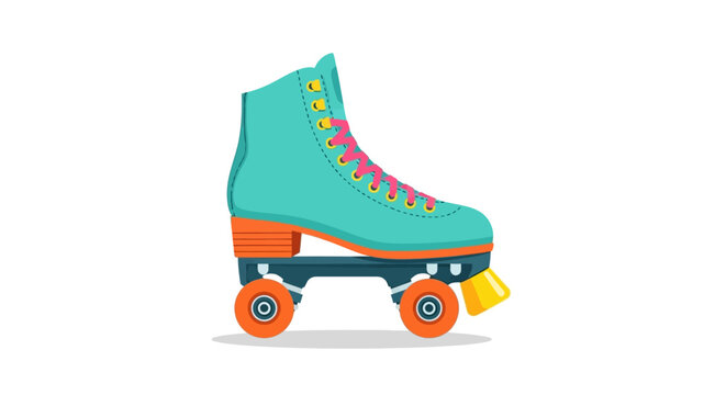 Retro Roller Skate: A Vibrant Illustration of Nostalgic Fun and Recreational Activity on a White Background